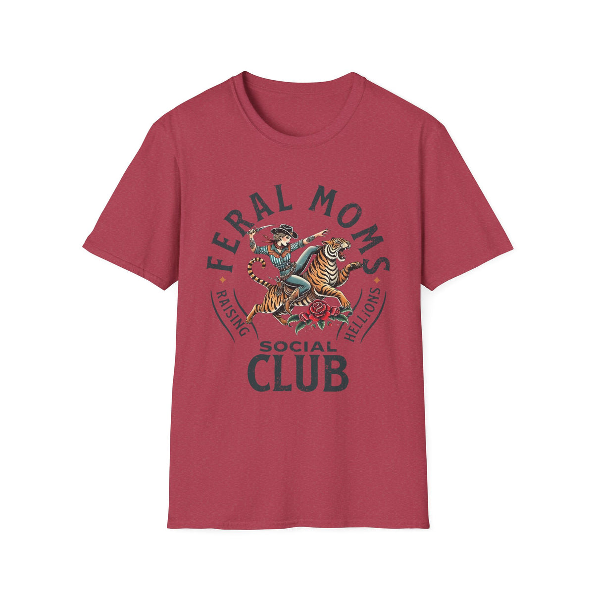Feral Moms Club T‑Shirt — Vintage Tiger Rider Social Club Tee