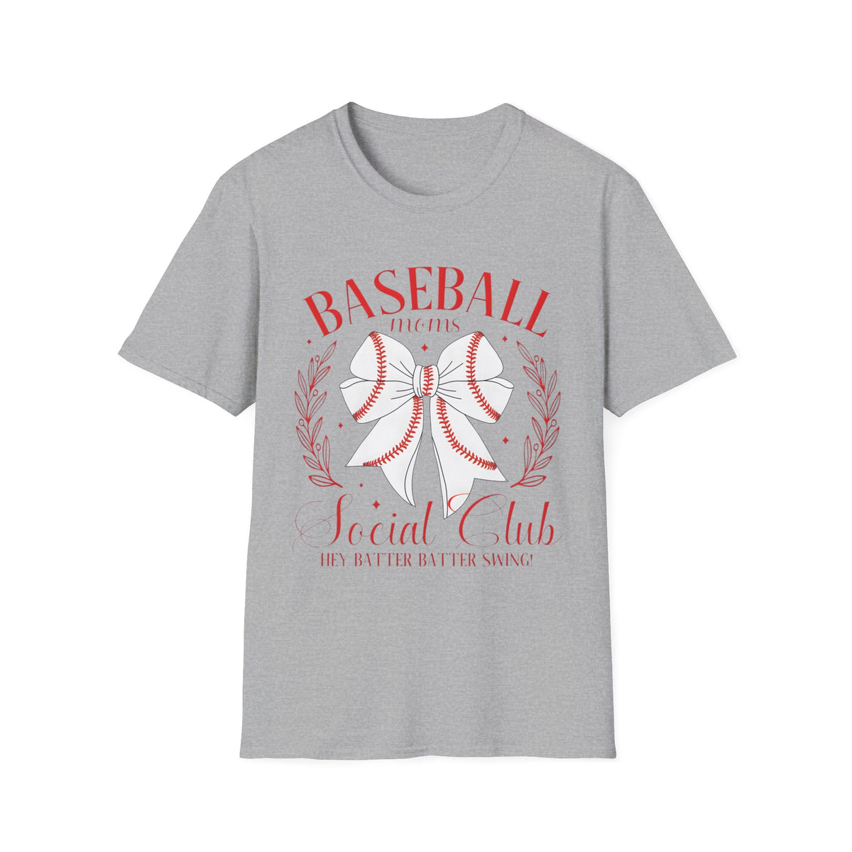 Baseball Mom T-Shirt — Floral Stitch Bow Sports Tee
