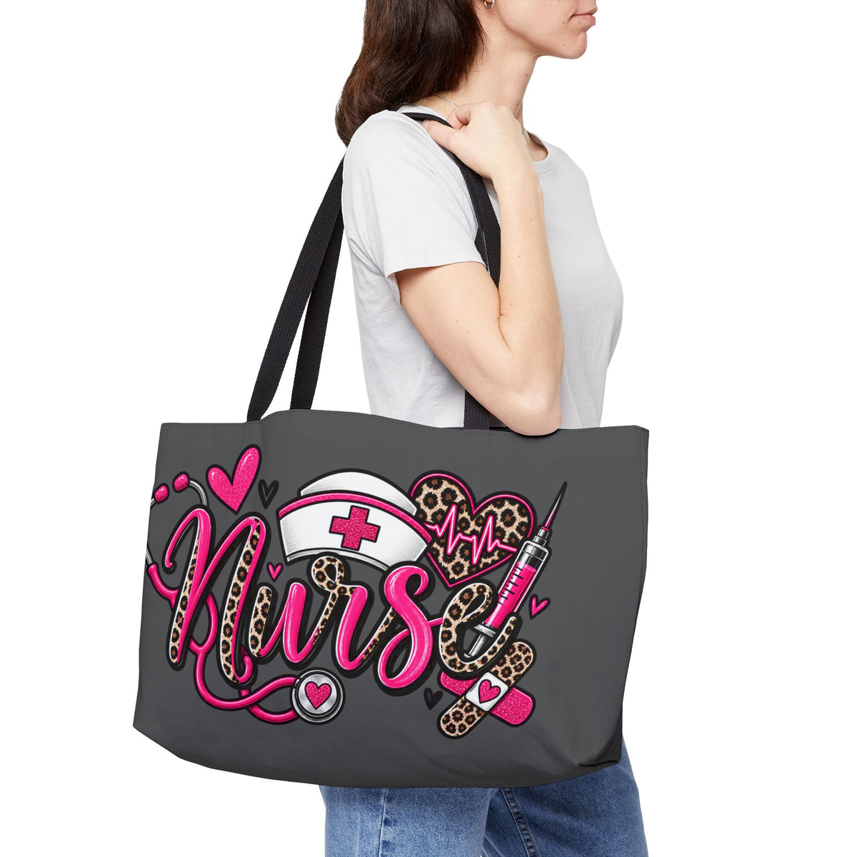 Nurse Weekender Tote Bag — Cute Leopard Print Nursing Travel Bag
