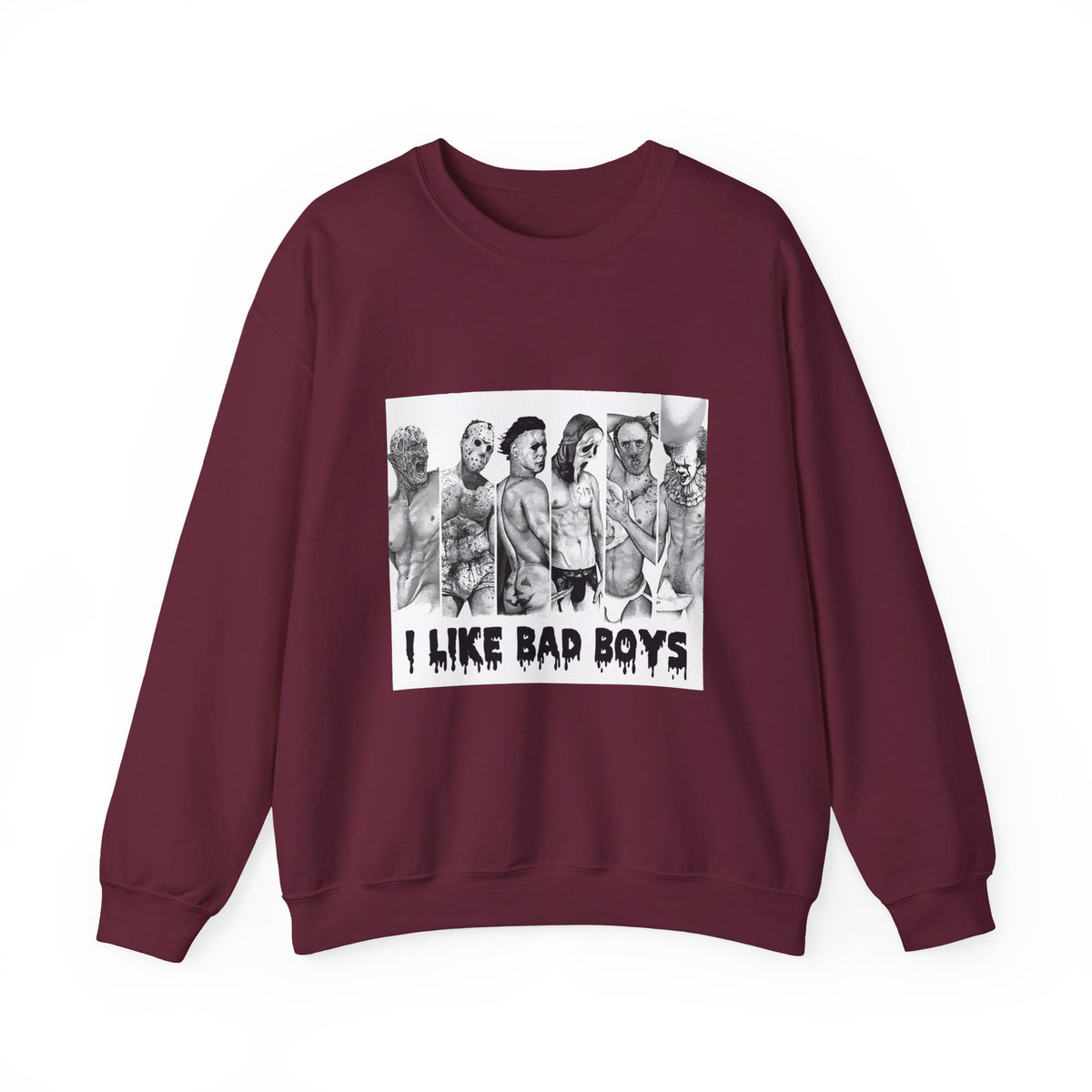 I Like Bad Boys Crewneck Sweatshirt – Edgy Graphic Bad Boy Design