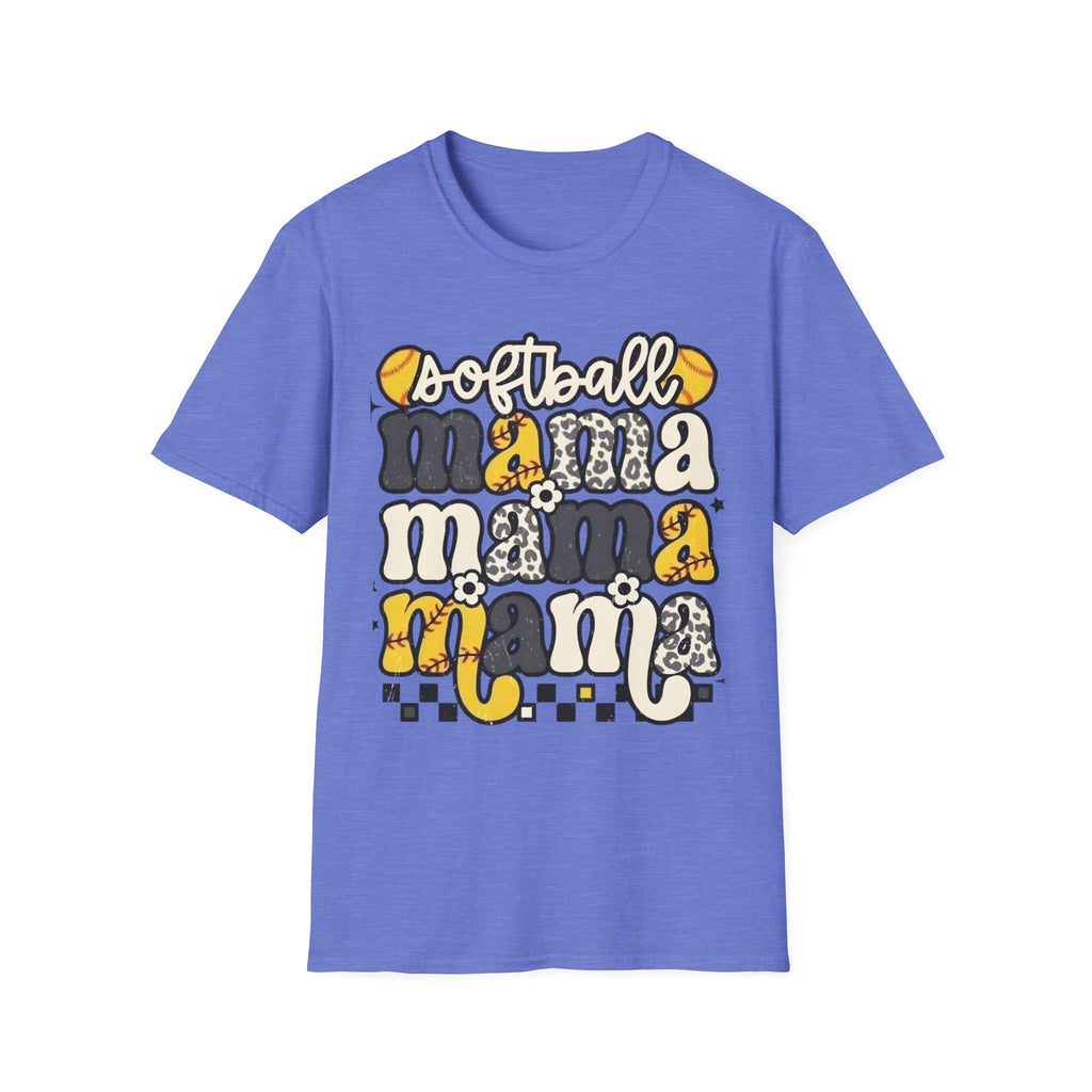 Softball Mama Graphic T-Shirt — Cute Leopard & Ball Mom Shirt