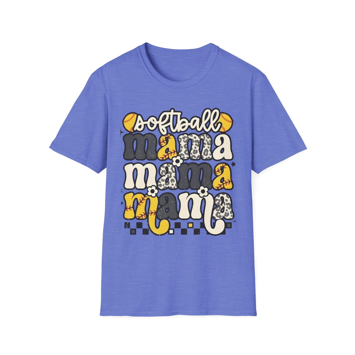 Softball Mama Graphic T-Shirt — Cute Leopard & Ball Mom Shirt