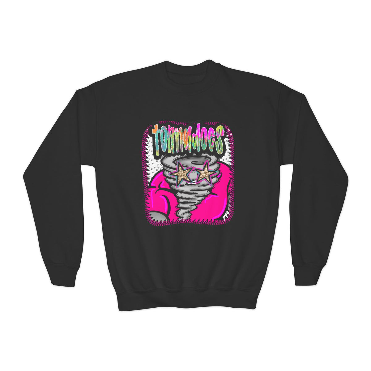 Youth Crewneck Sweatshirt —Neon Tornadoes Graphic