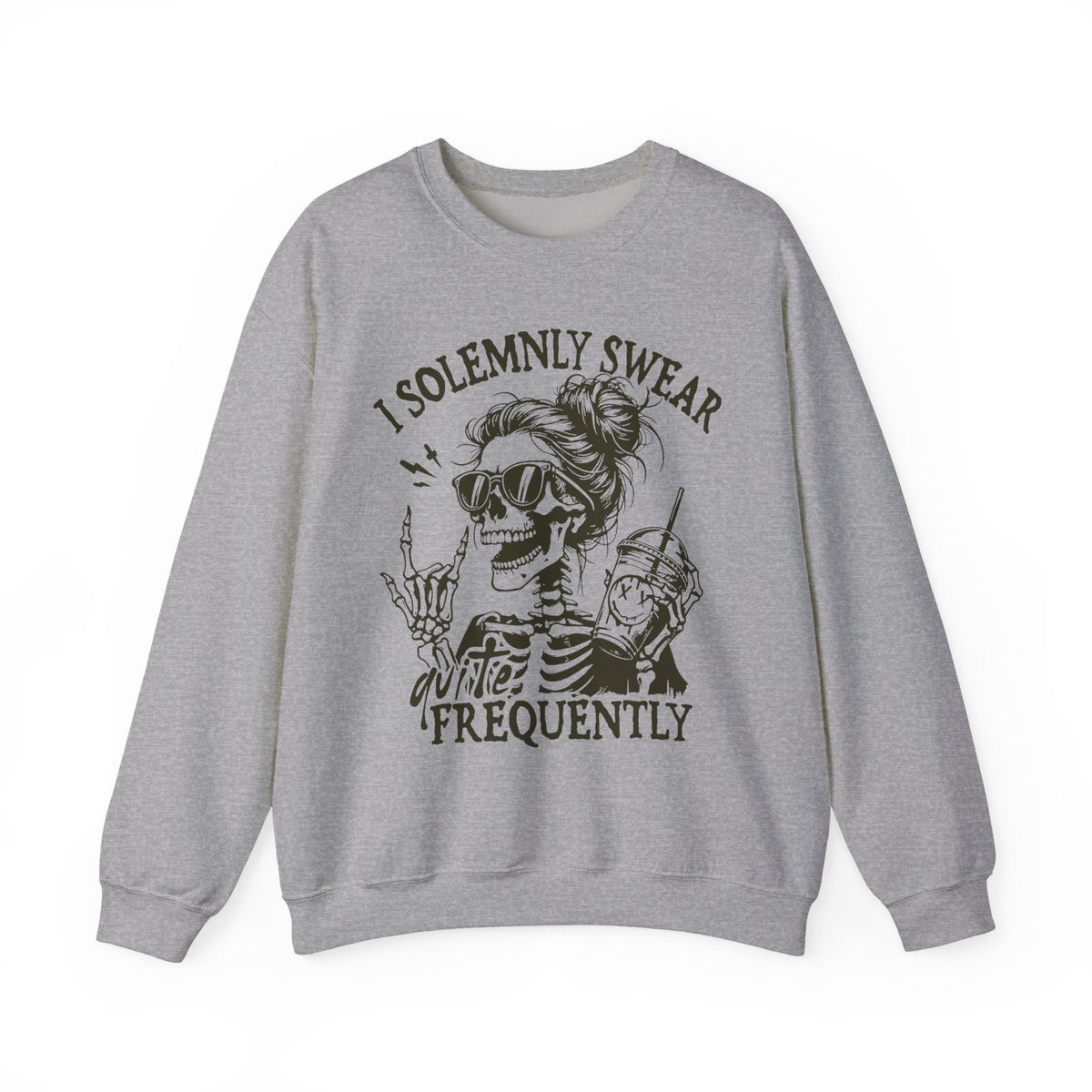 Sweatshirt — "I Solemnly Swear Frequently" Skeleton Graphic Crewneck