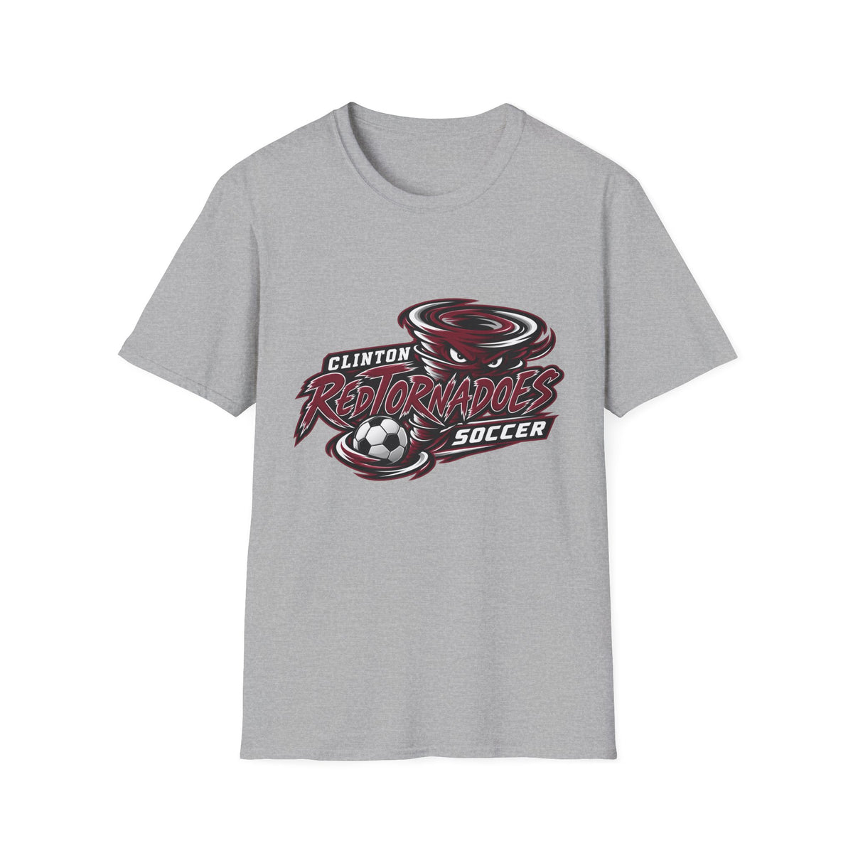 Red Tornadoes Soccer T-Shirt — Clinton Team Logo Tee