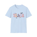 Halloween Teacher T-Shirt — Colorful Checker ‘TEACH’ Design with Bat & Spider