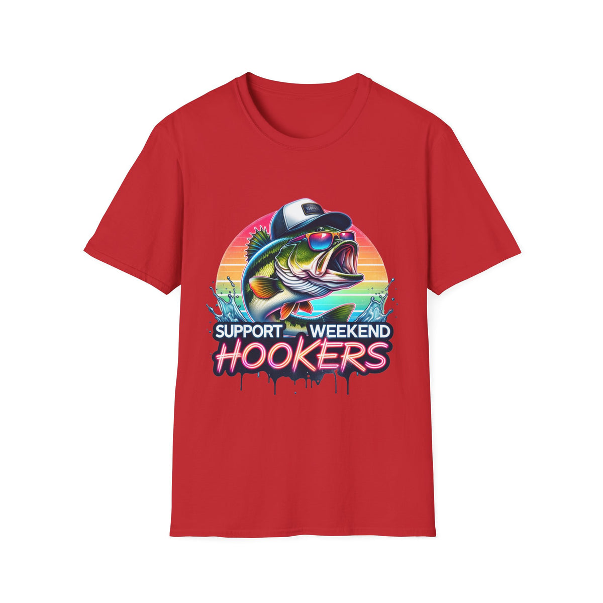 Fishing T-Shirt — “Support Weekend Hookers” Retro Bass Design