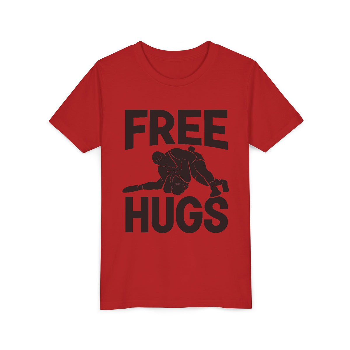 Free Hugs Youth Tee — Funny Wrestling Graphic Shirt for Kids