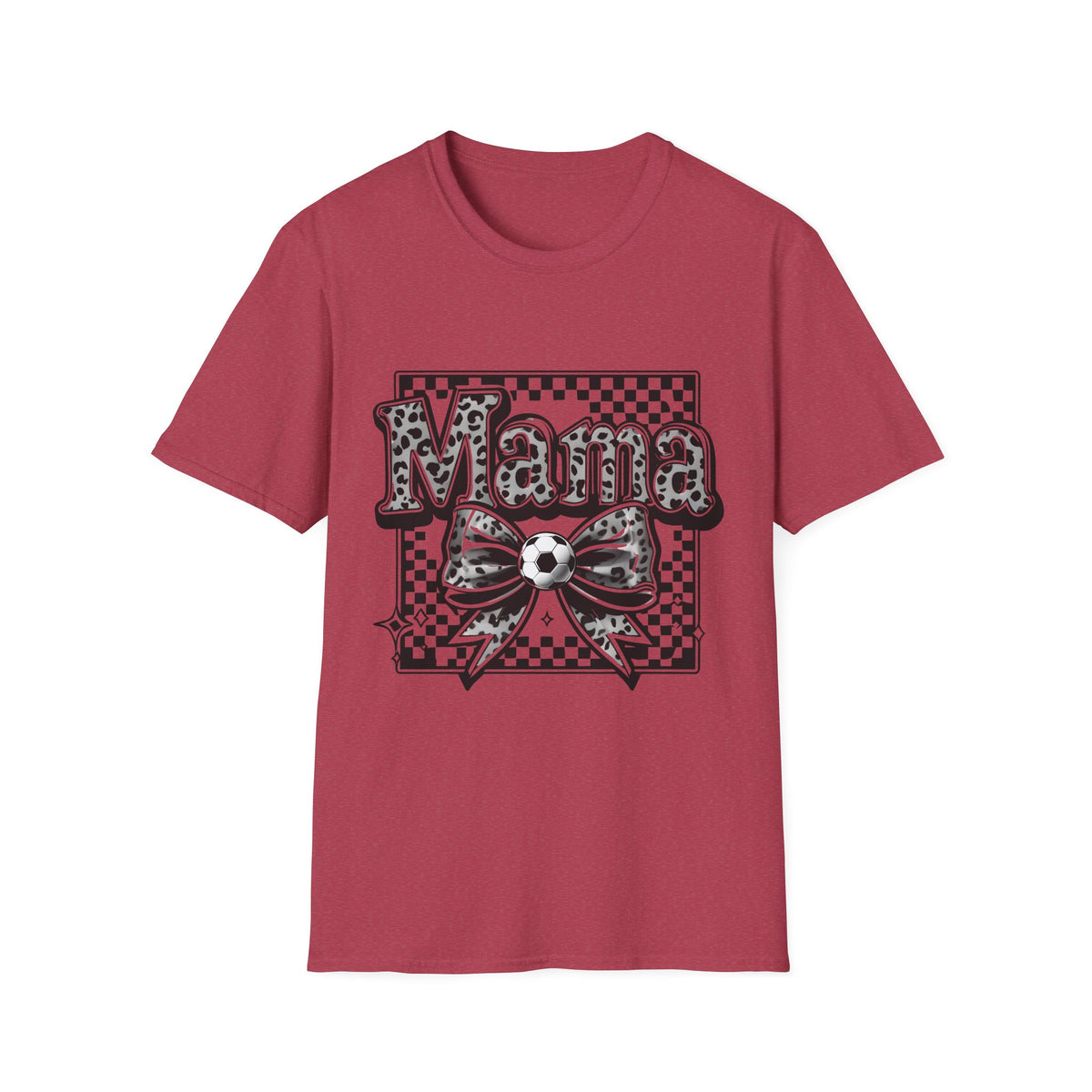 Mama Graphic Tee — Checkerboard Leopard Bow Shirt for Moms