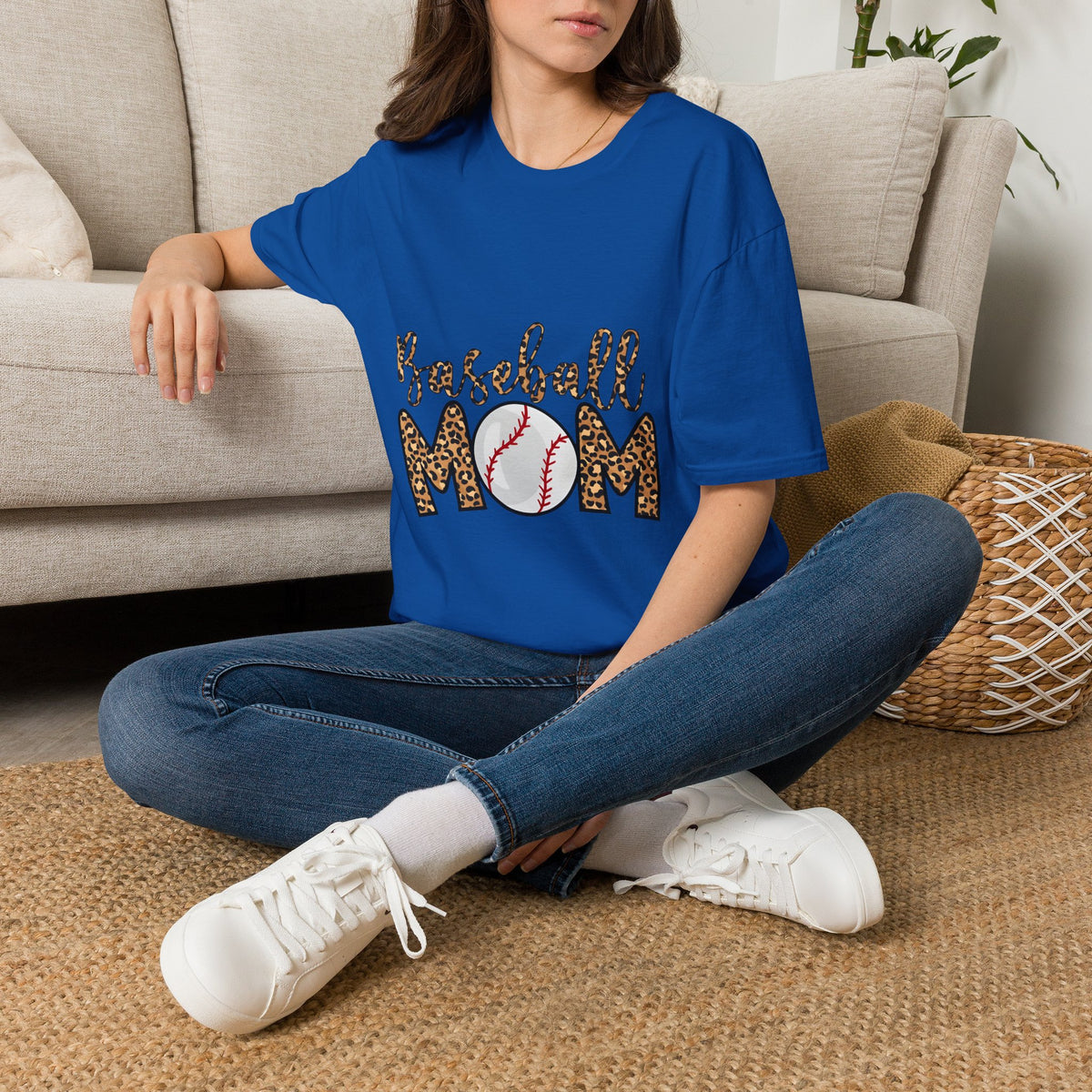 Baseball Mom Leopard Print T-Shirt — Baseball Mom Tee with Baseball Graphic