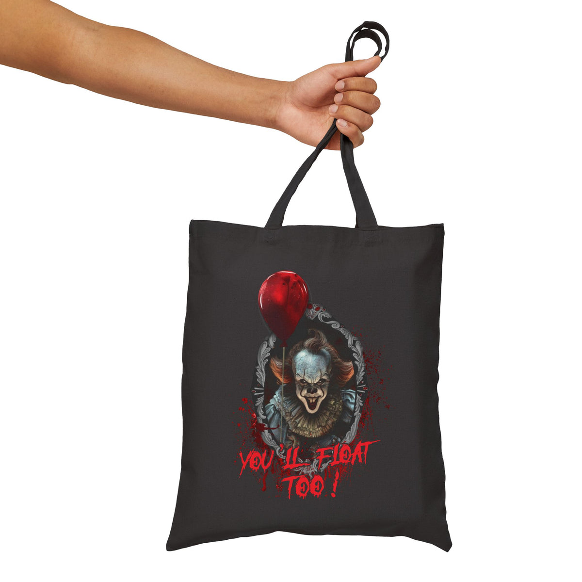 Tote Bag — Horror Clown 'You'll Float Too' Canvas Tote