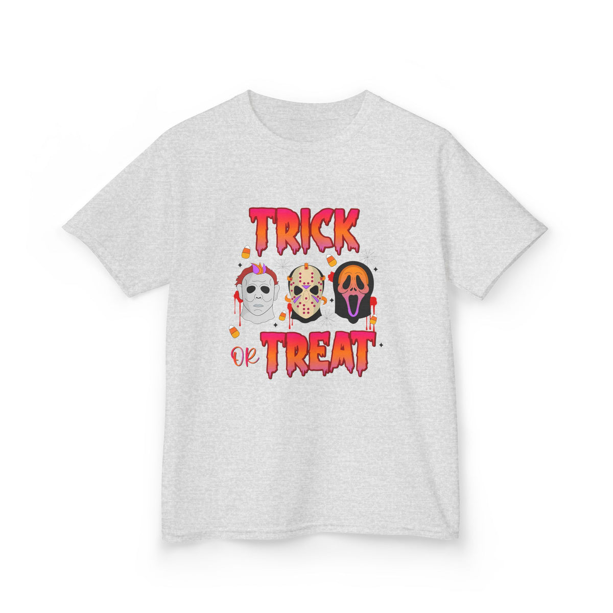 Kids T-Shirt — 'Trick or Treat' Halloween Mask Faces Tee