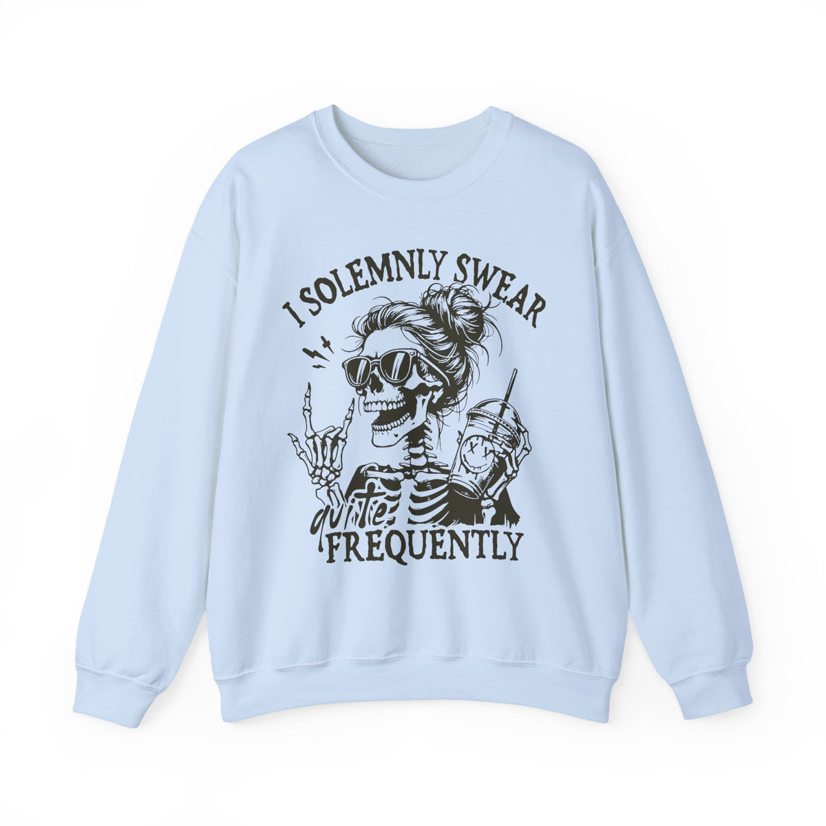 Sweatshirt — "I Solemnly Swear Frequently" Skeleton Graphic Crewneck