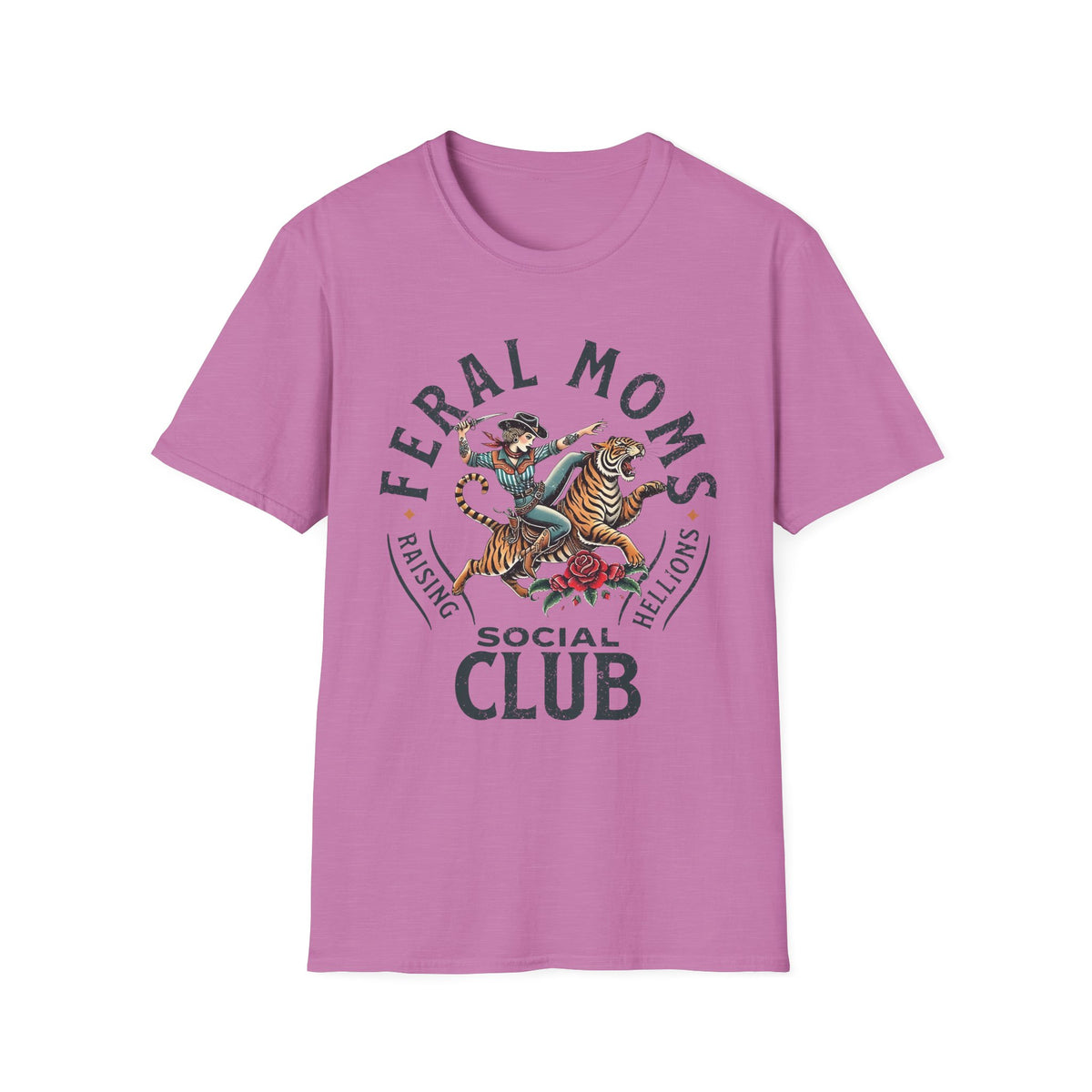Feral Moms Club T‑Shirt — Vintage Tiger Rider Social Club Tee