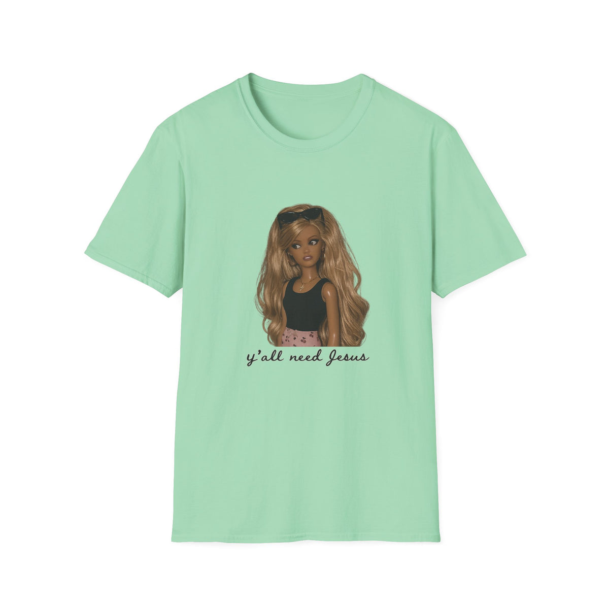Barbie Doll Graphic Tee — 'y'all need Jesus' Casual Statement Shirt