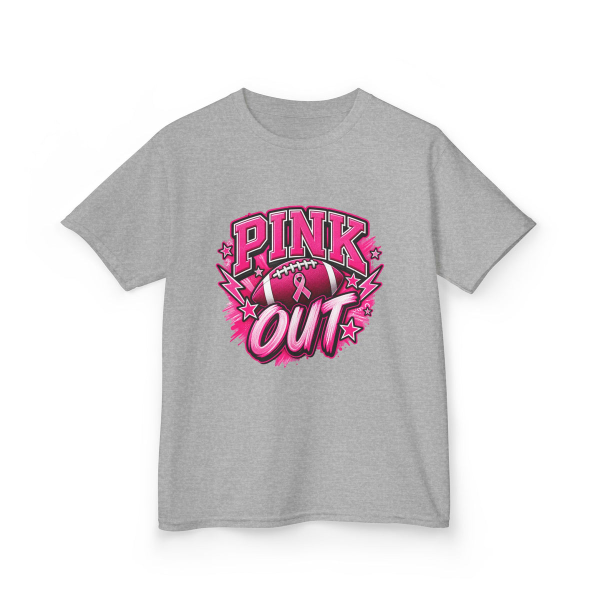 Kids "Pink Out" Football T-Shirt — Breast Cancer Awareness Youth Tee