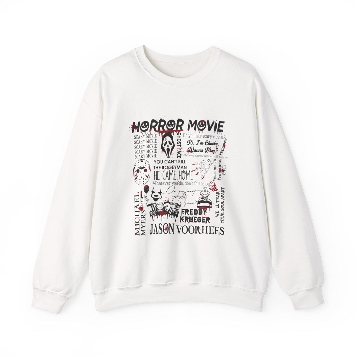 Horror Movie Collage Sweatshirt — Vintage Slasher Graphic Crewneck