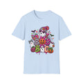 Cute Halloween Ghosts T-Shirt — Colorful Pumpkin & Candy Skull Graphic