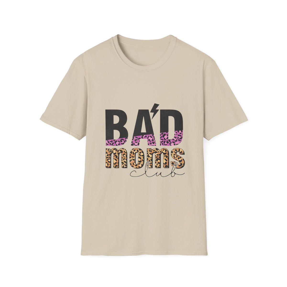Bad Moms Club T-Shirt — Bold Leopard Accent Graphic Tee