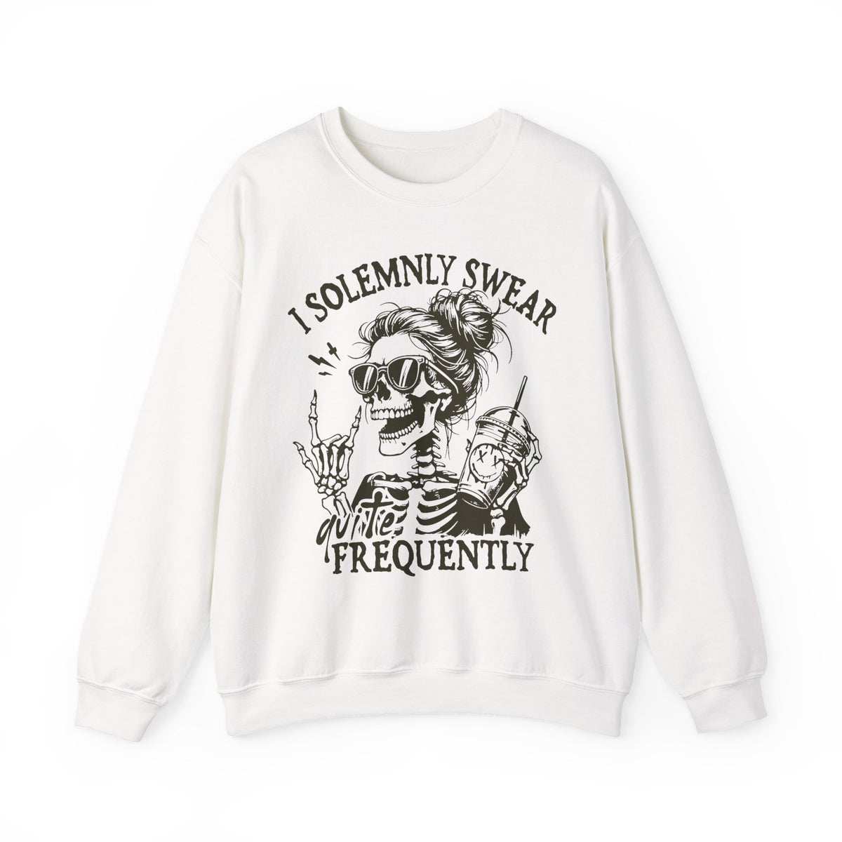 Sweatshirt — "I Solemnly Swear Frequently" Skeleton Graphic Crewneck