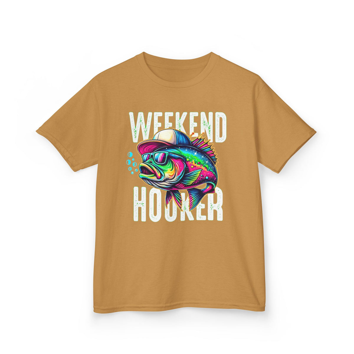 Kids Fish Tee — Colorful Neon Fishing Bass Graphic Shirt for Boys & Girls