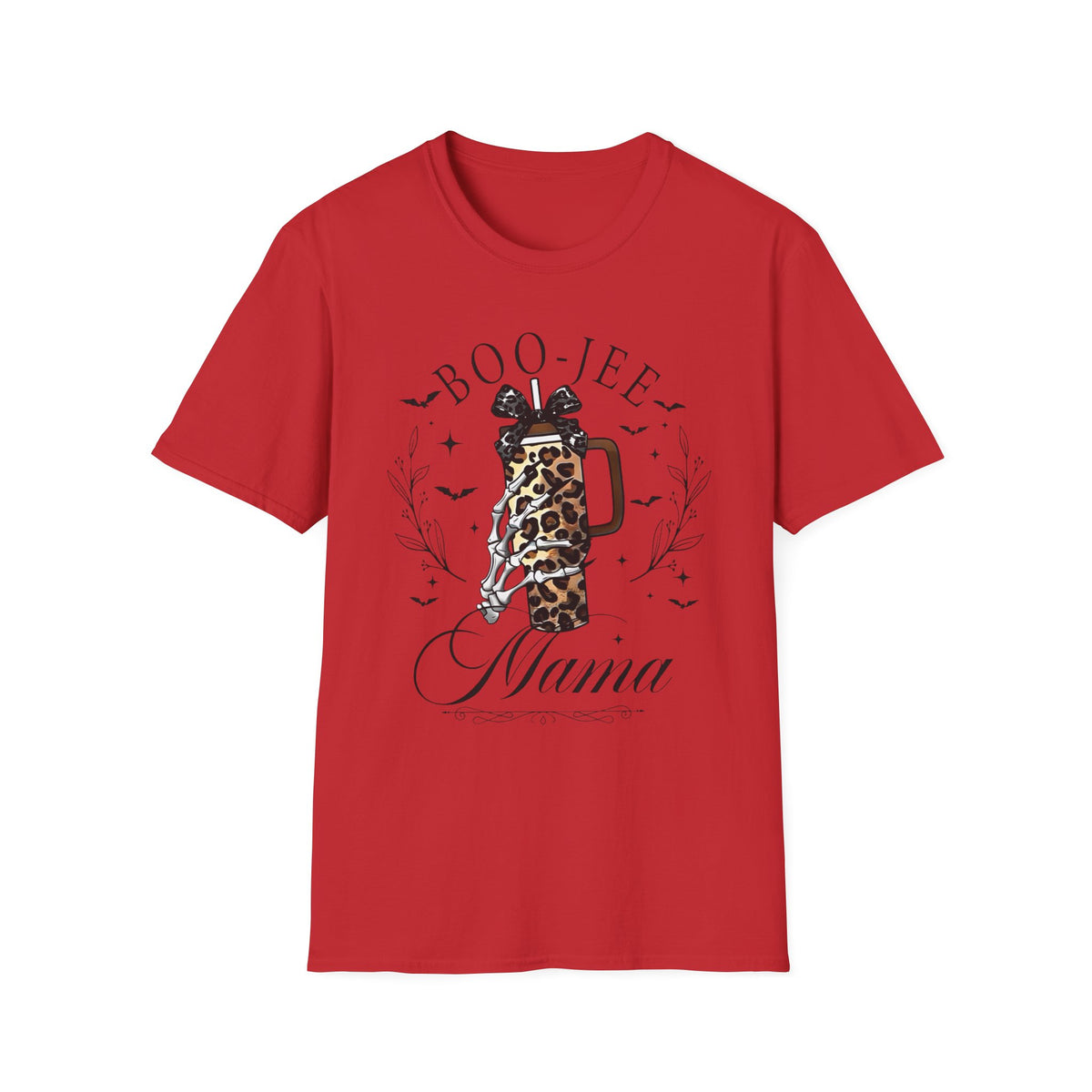 Boo-Jee Mama T-Shirt — Leopard Print Coffee Tumbler Halloween Tee