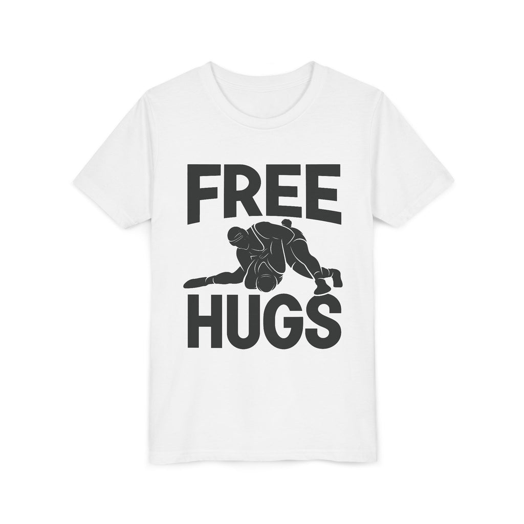 Free Hugs Youth Tee — Funny Wrestling Graphic Shirt for Kids
