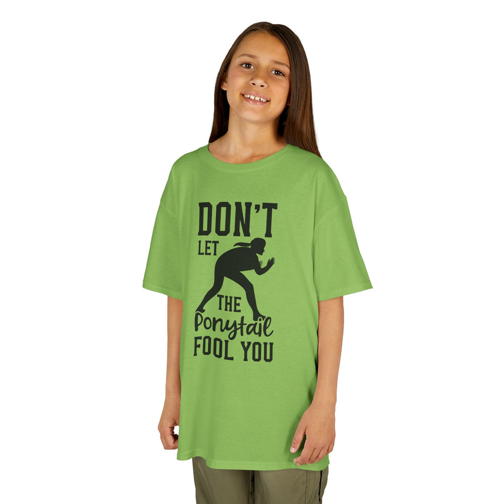 Kids Tee — "Don't Let the Ponytail Fool You"