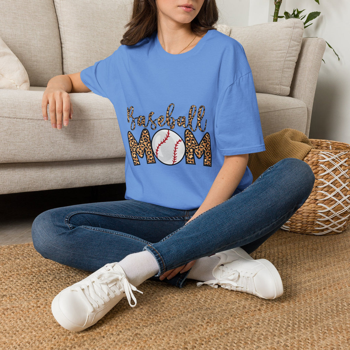 Baseball Mom Leopard Print T-Shirt — Baseball Mom Tee with Baseball Graphic