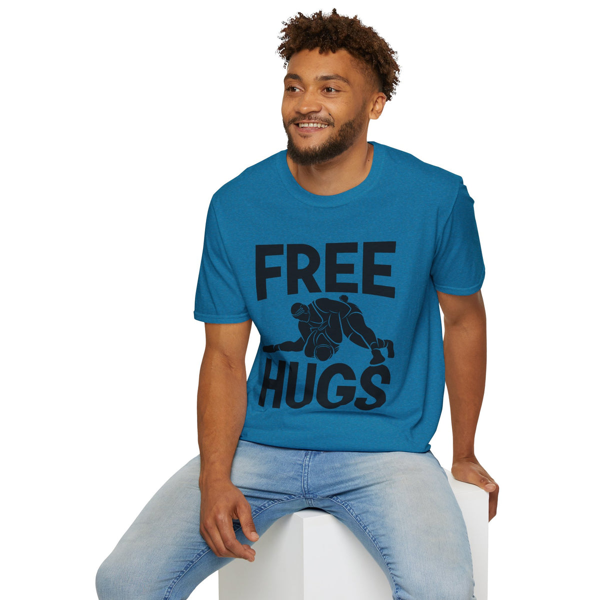 Free Hugs T-Shirt — Playful Graphic Tee with Hugging Illustration