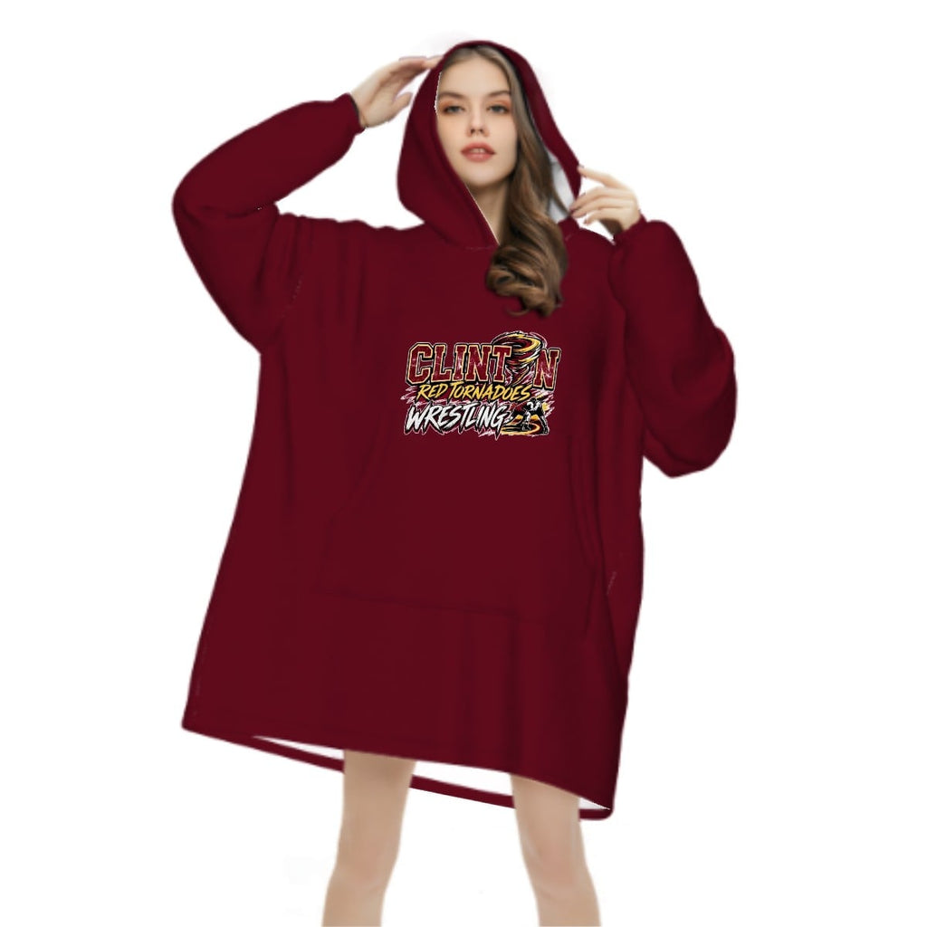 Adult Blanket Hoodie Clinton Wrestling