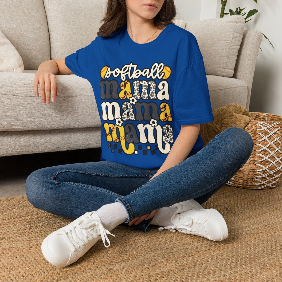 Softball Mama Graphic T-Shirt — Cute Leopard & Ball Mom Shirt