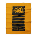 Sherpa Fleece Blanket — Bold Vertical Grizzly Text Design (Mustard)