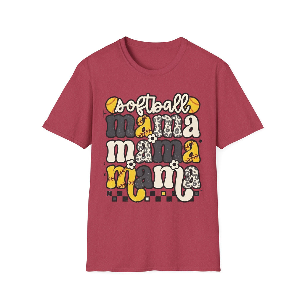 Softball Mama Graphic T-Shirt — Cute Leopard & Ball Mom Shirt