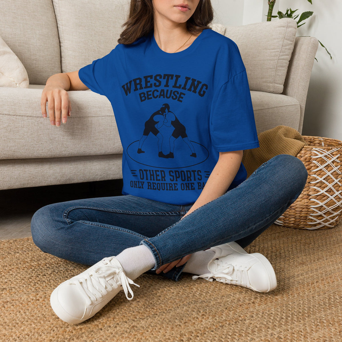 Wrestling Because T-Shirt — Funny Wrestling Quote Tee for Athletes & Fans