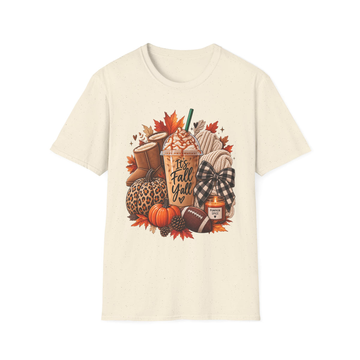 Fall Cozy Tee — “It's Fall Y'all” Autumn Pumpkin Latte Graphic T-Shirt