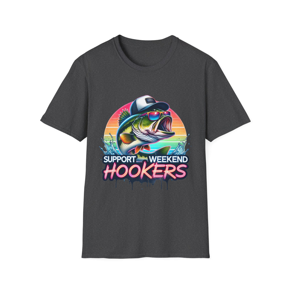 Fishing T-Shirt — “Support Weekend Hookers” Retro Bass Design