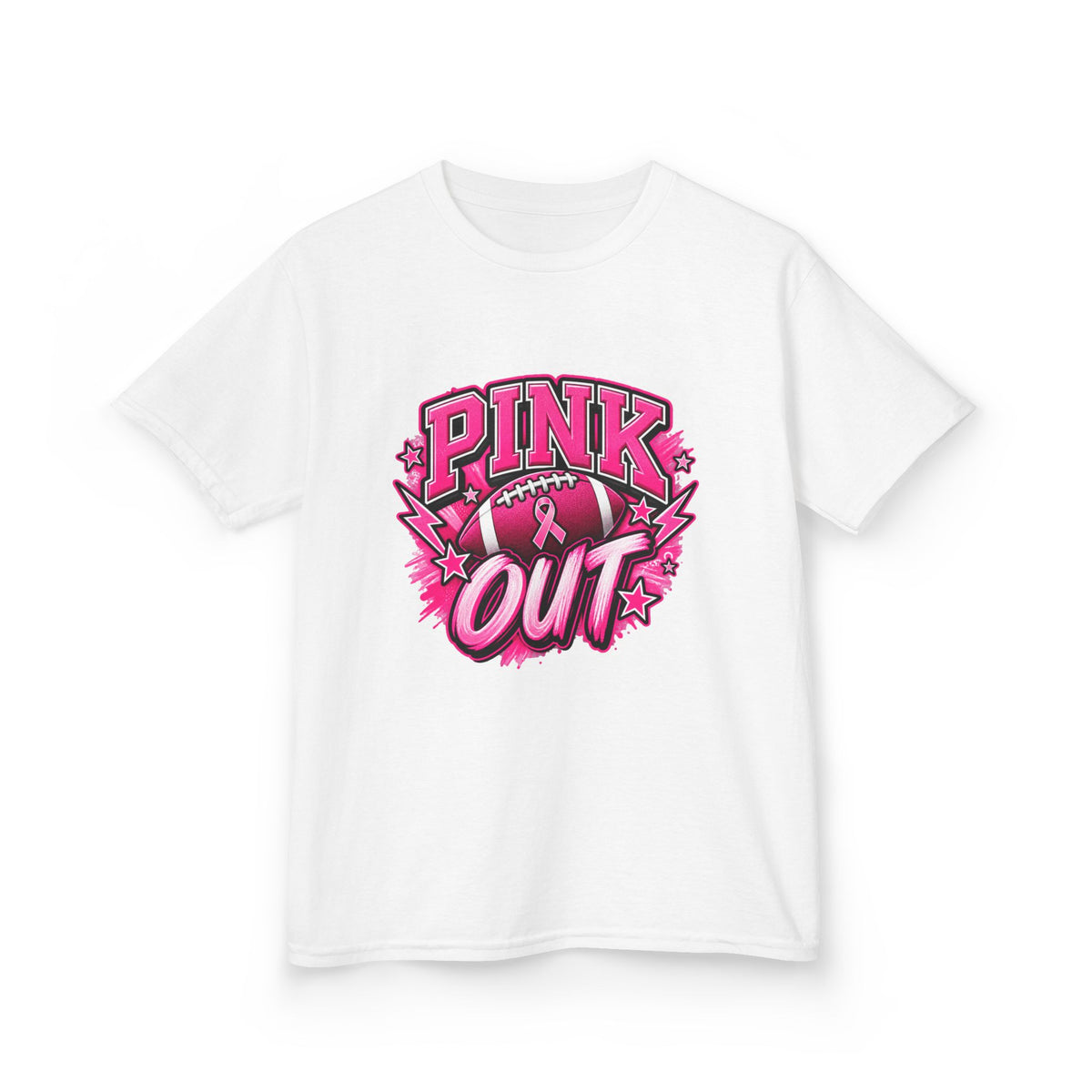 Kids "Pink Out" Football T-Shirt — Breast Cancer Awareness Youth Tee