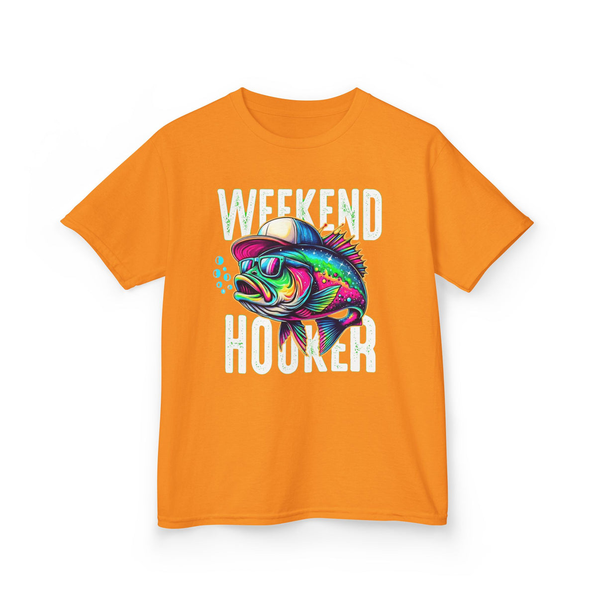 Kids Fish Tee — Colorful Neon Fishing Bass Graphic Shirt for Boys & Girls