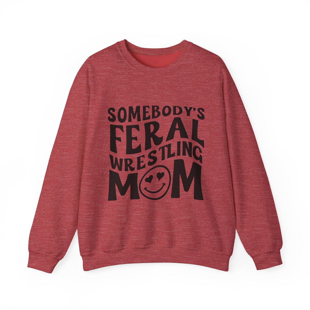 Mom Sweatshirt — "Somebody's Feral Wrestling Mom" Graphic Crewneck