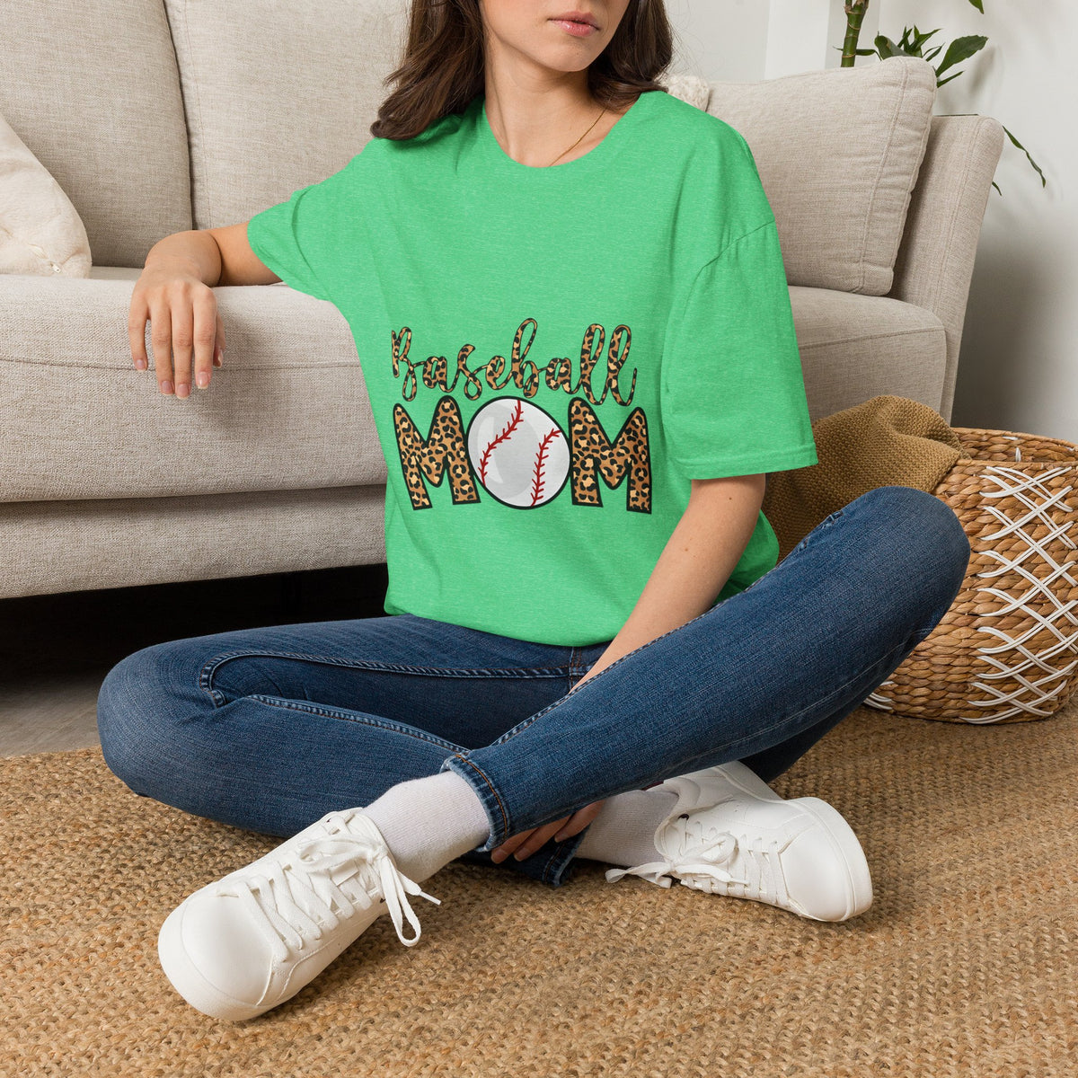 Baseball Mom Leopard Print T-Shirt — Baseball Mom Tee with Baseball Graphic