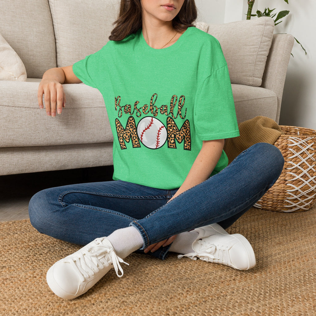 Baseball Mom Leopard Print T-Shirt — Baseball Mom Tee with Baseball Graphic