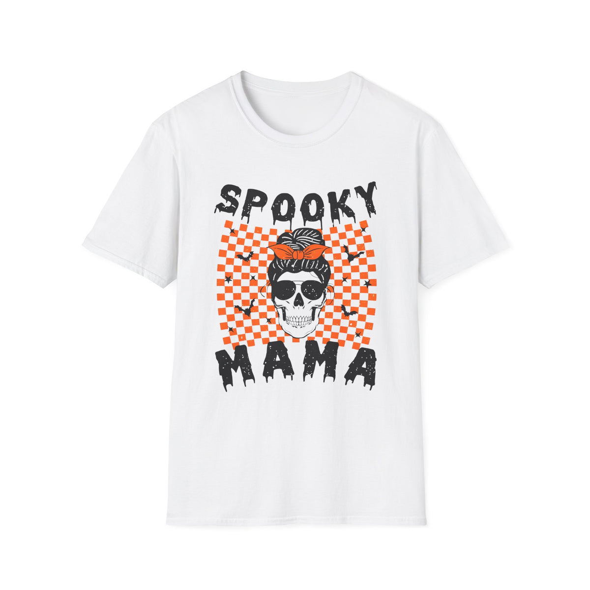 Spooky Mama T-Shirt — Halloween Skull Checkerboard Tee