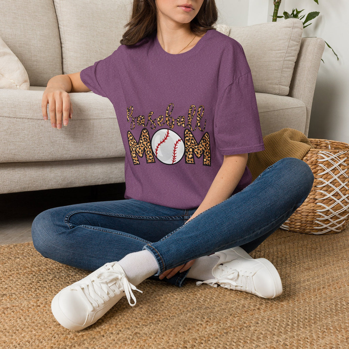 Baseball Mom Leopard Print T-Shirt — Baseball Mom Tee with Baseball Graphic