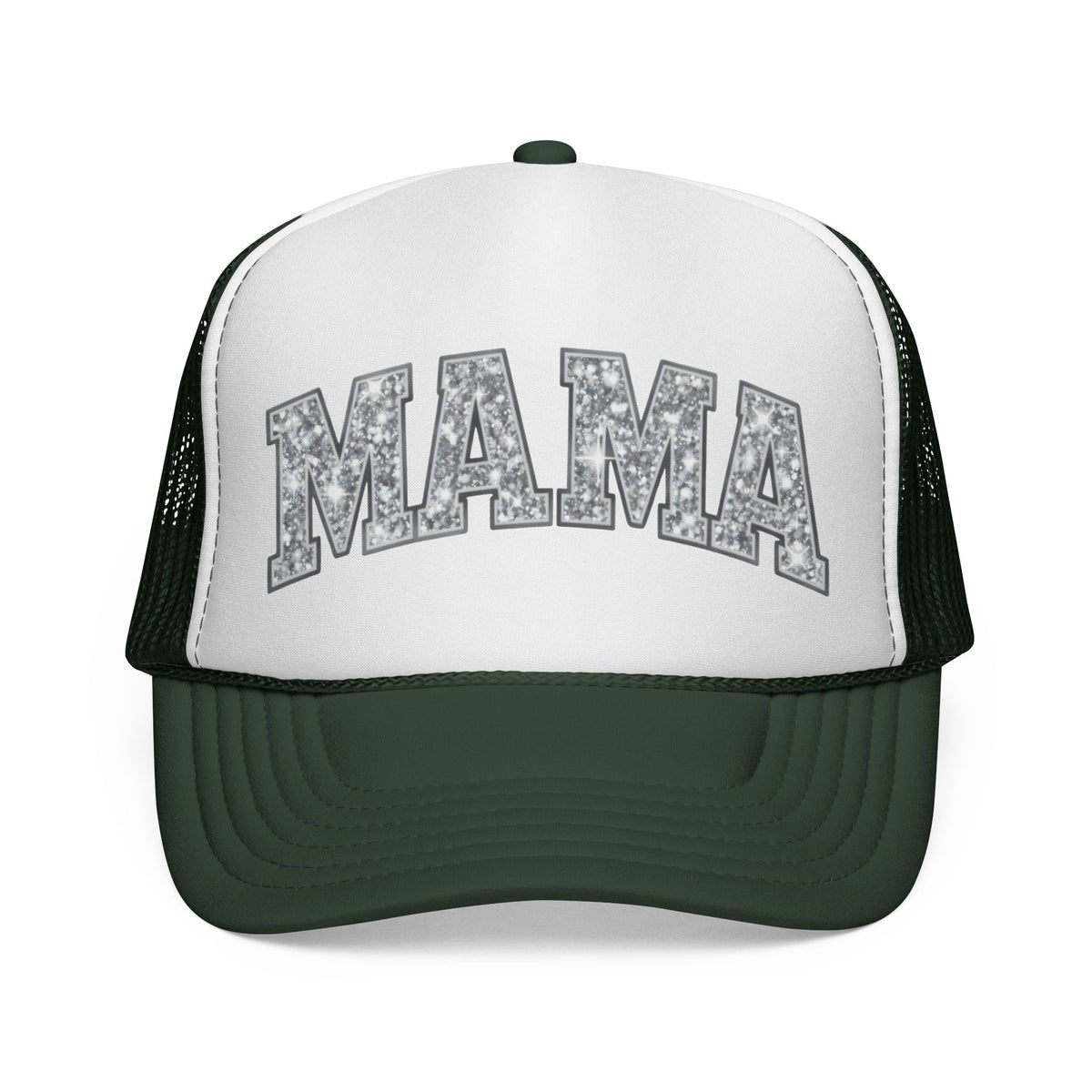 Mama Trucker Hat — Glitter Block Letter Cap for Moms, Casual Everyday & Mother’s Day Gift