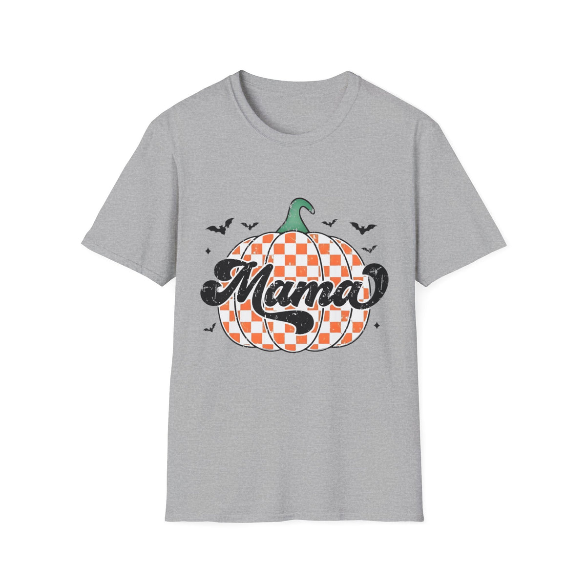 Mama Pumpkin T-Shirt — Checkered Fall Halloween Tee for Moms