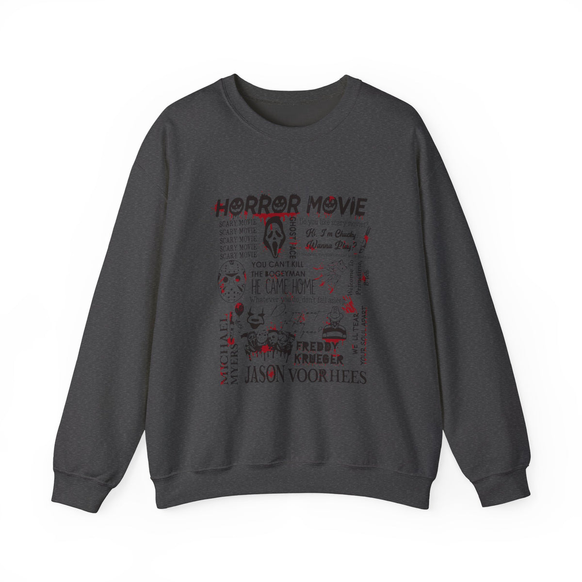 Horror Movie Collage Sweatshirt — Vintage Slasher Graphic Crewneck