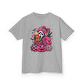 Kids Halloween Scream Mask Tee — Pink Cute Ghost Pumpkin Graphic Shirt