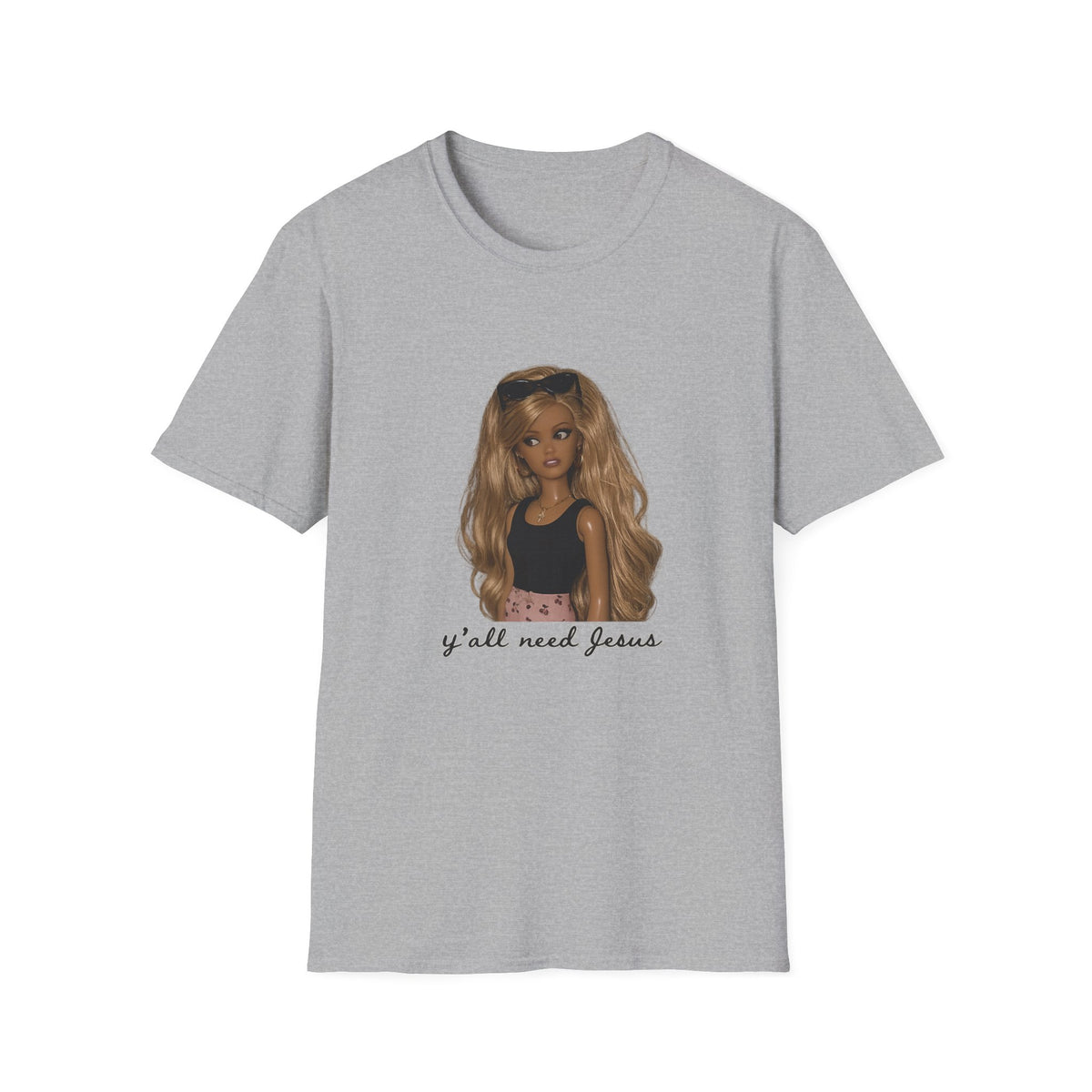 Barbie Doll Graphic Tee — 'y'all need Jesus' Casual Statement Shirt