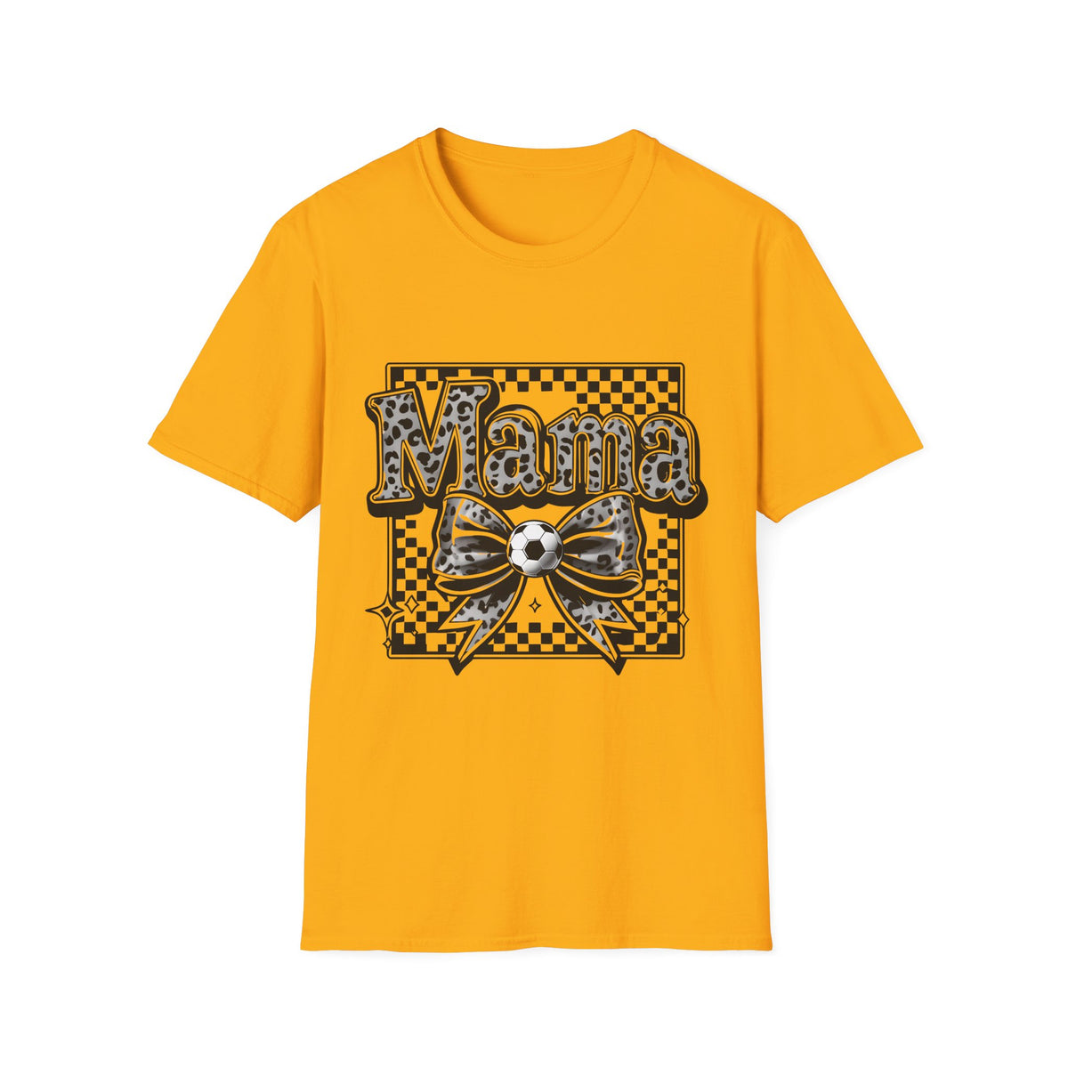 Mama Graphic Tee — Checkerboard Leopard Bow Shirt for Moms